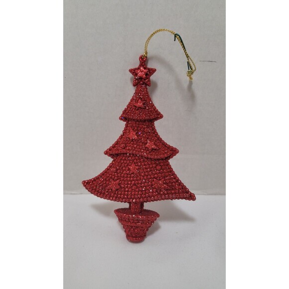 Unbranded Other - Christmas Tree Ornament Red Glitter 6"